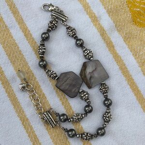 Elegant Silver and Gray Beaded Bracelet